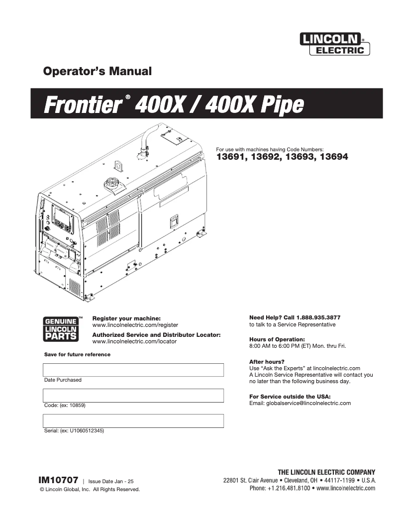 Imagen de la primera página del manual del dispositivo Frontier 400X