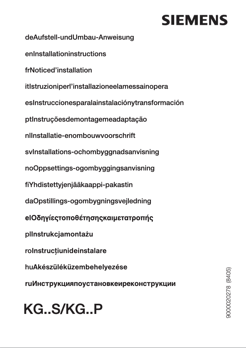 Página nº 1 - Manual de usuario Siemens KG39SX75