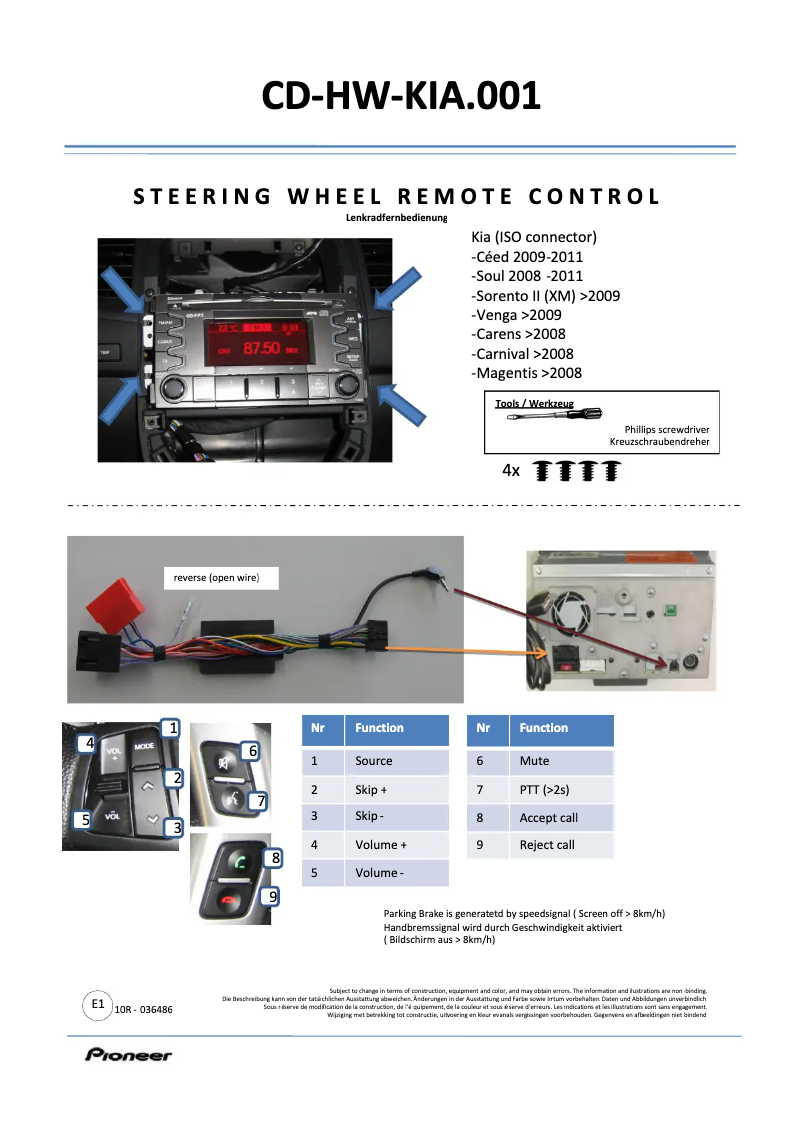 Imagen de la primera página del manual del dispositivo CD-HW-KIA.001