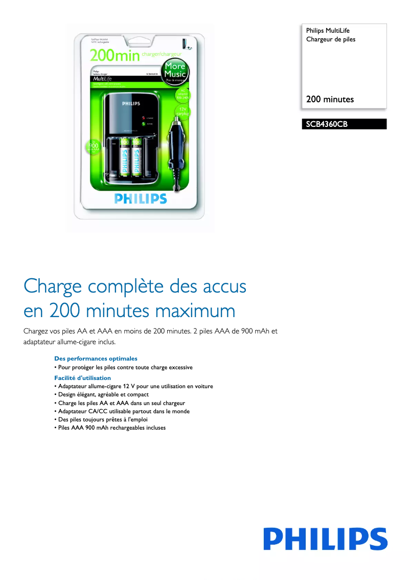 Página 1 del manual Ficha técnica Philips MultiLife SCB4360CB