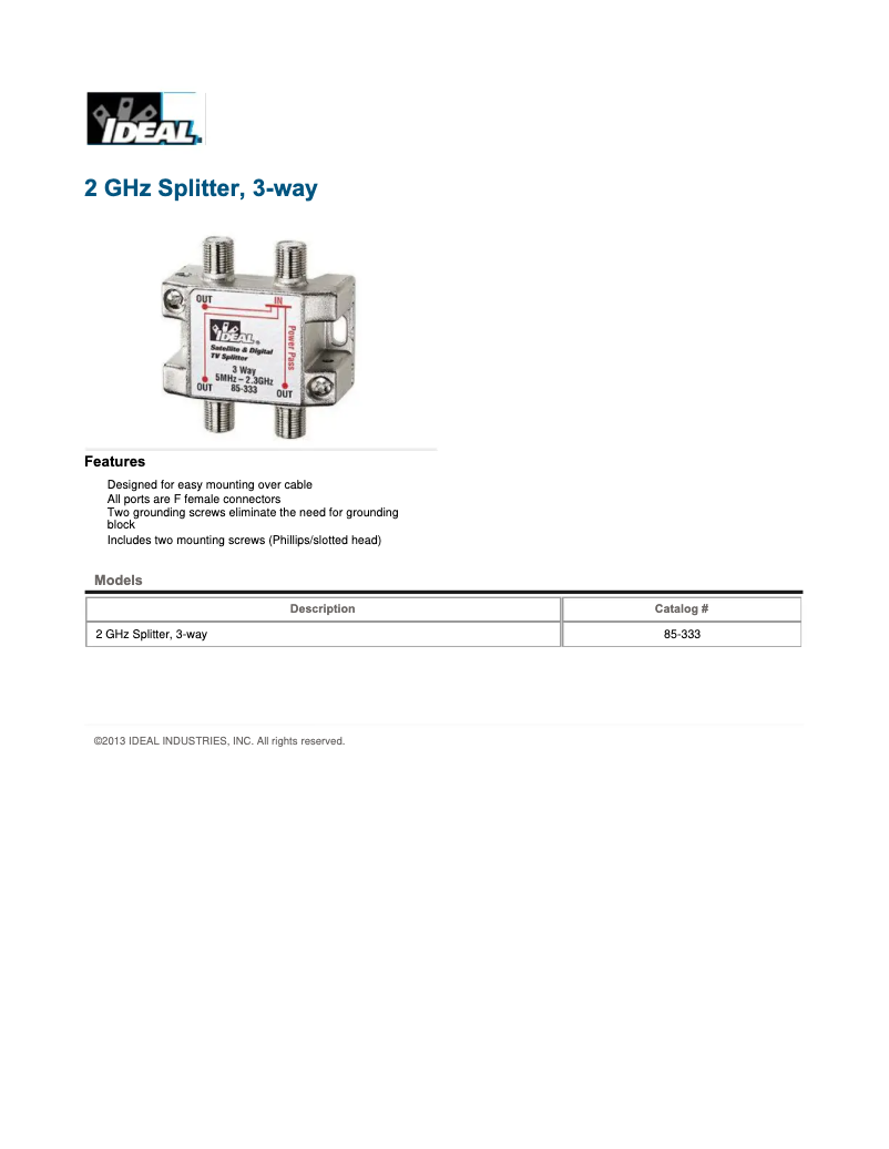 Imagen de la primera página del manual del dispositivo 85-333