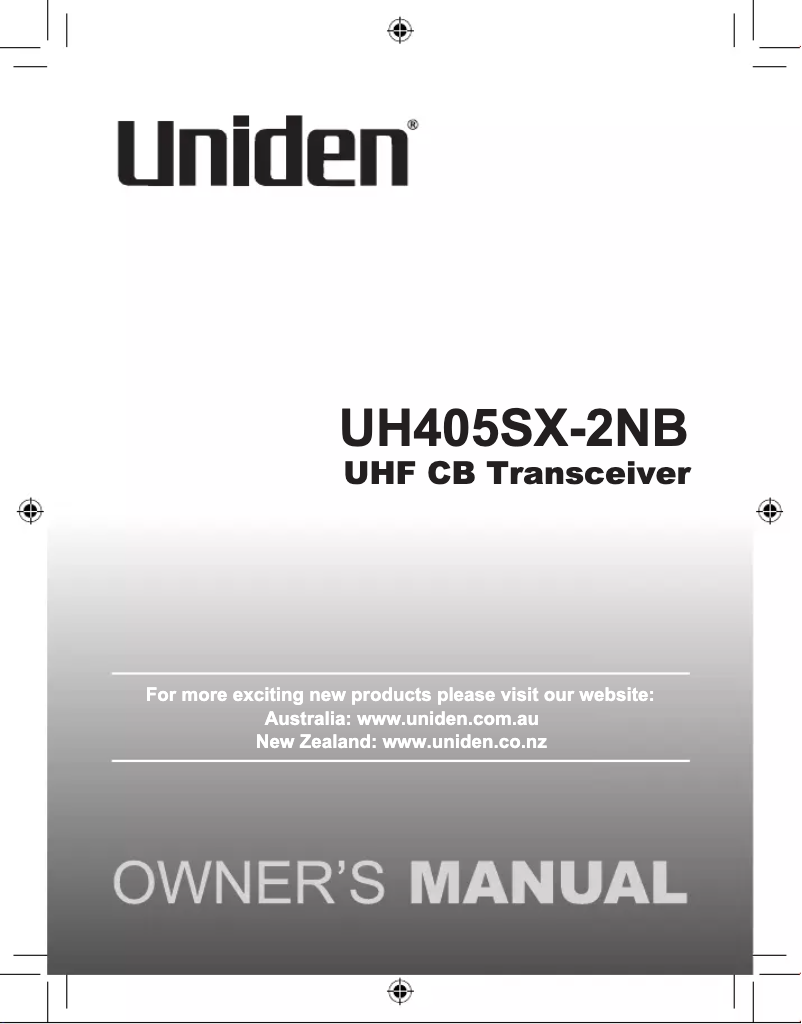 Página 1 del manual Manual de usuario Uniden UH405SX-2NB