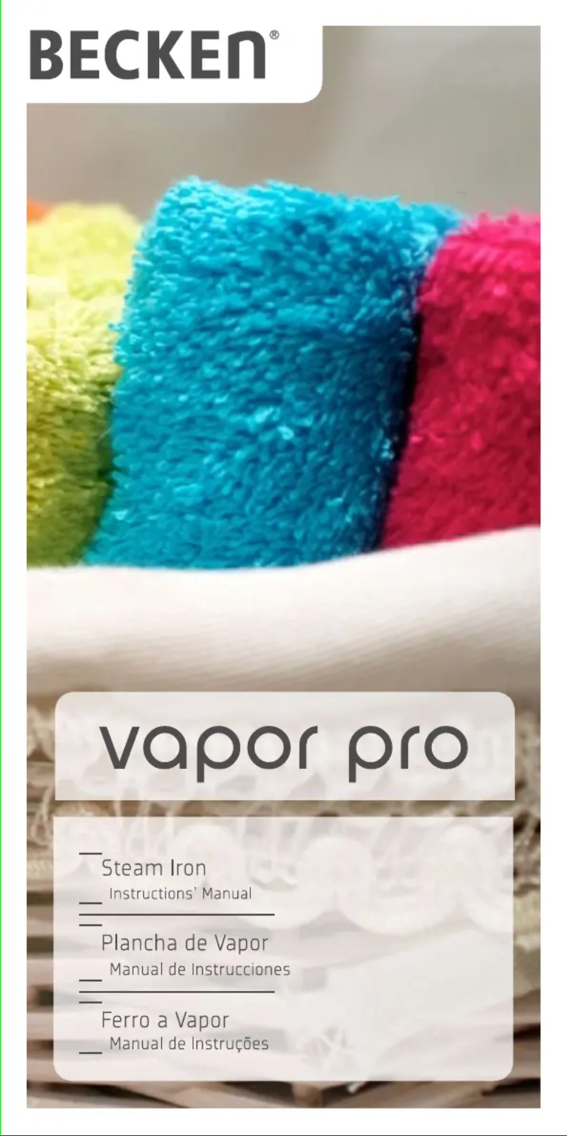 Imagen de la primera página del manual del dispositivo Vapor Pro HG5061