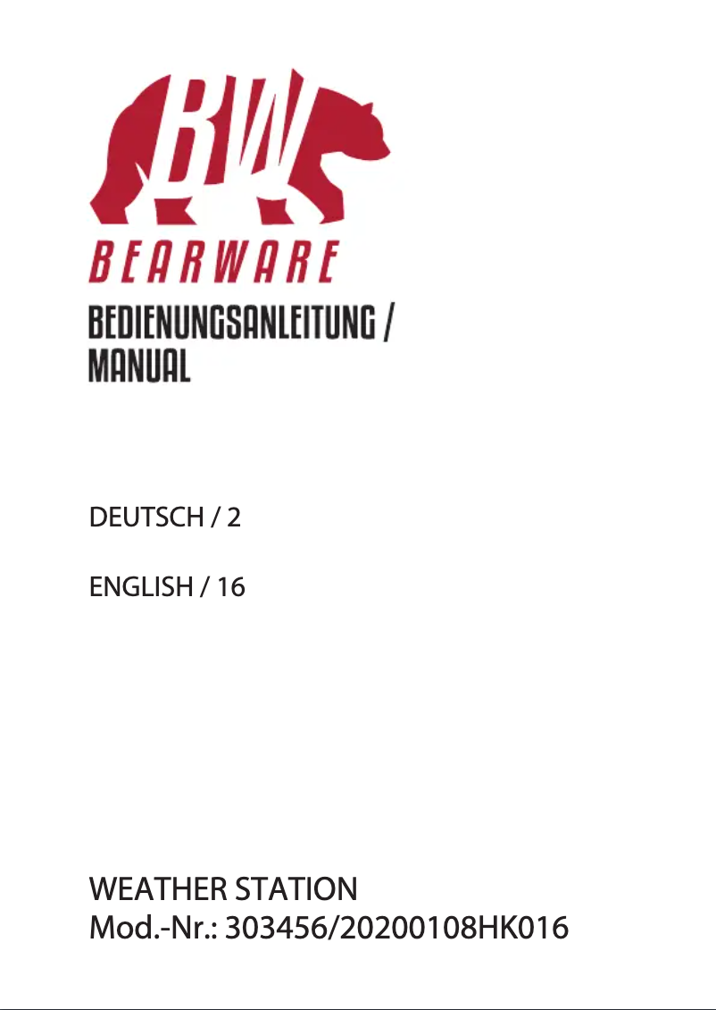 Página 1 del manual Manual de usuario Bearware 303456