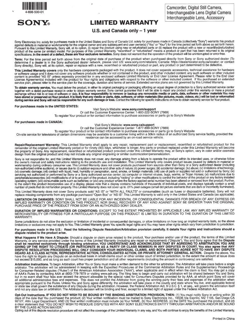 Página 1 del manual Manual de usuario Sony NP-FZ100