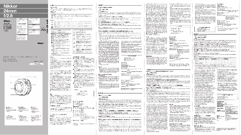 Imagen de la primera página del manual del dispositivo Nikkor 24mm f/2.8