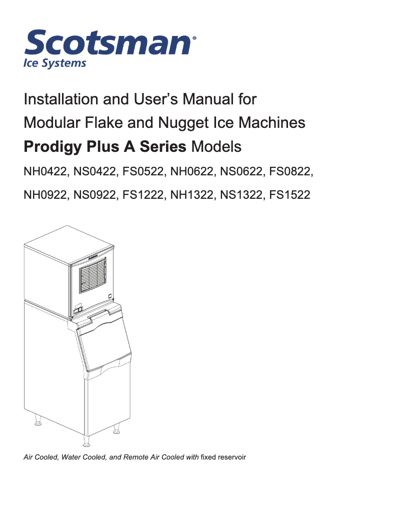 Página nº 1 - Manual de usuario Scotsman FS0522-A