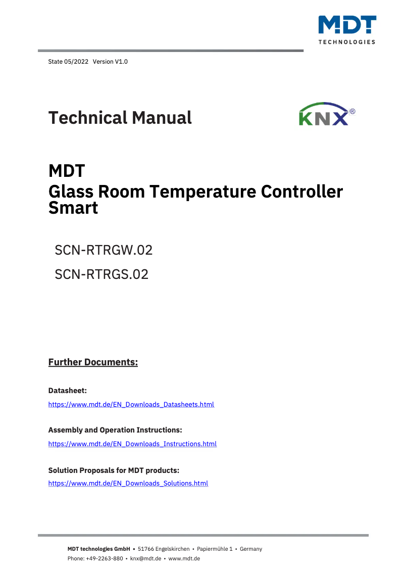Página 1 del manual Manual de usuario MDT SCN-RTRGS.02