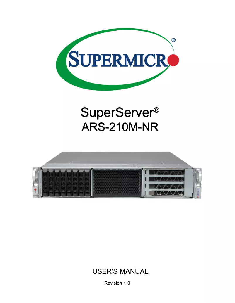 Imagen de la primera página del manual del dispositivo SuperServer ARS-210M-NR