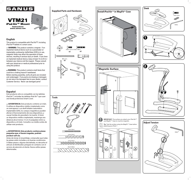 Página 1 del manual Manual de usuario Sanus VTM21