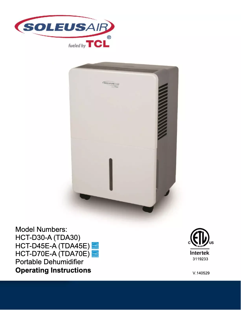 Página 1 del manual Manual de usuario SoleusAir HCT-D70E-A