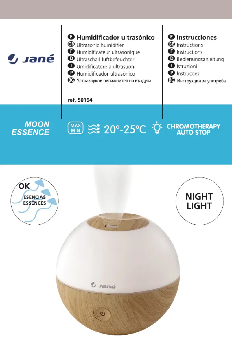 Imagen de la primera página del manual del dispositivo Moon Essence