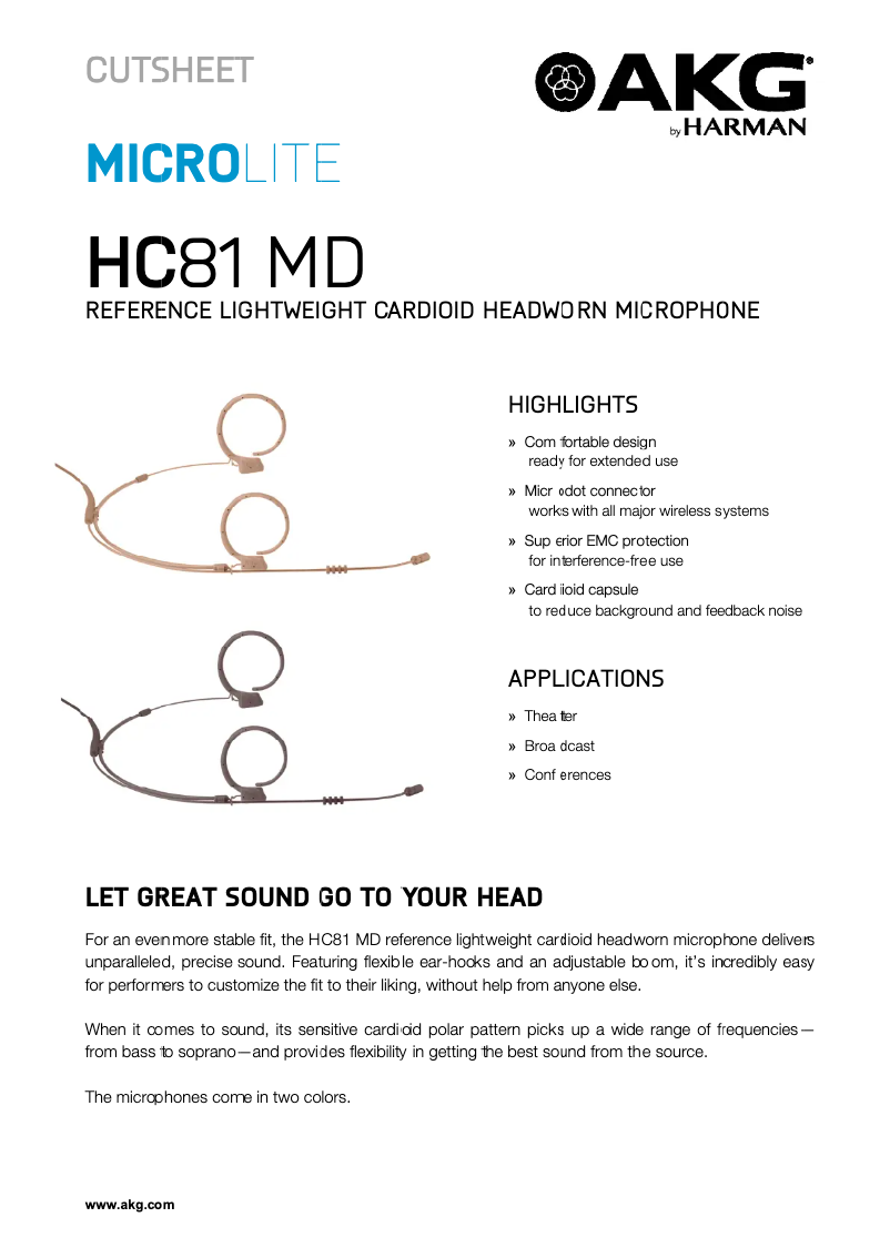 Página 1 del manual Ficha técnica AKG HC81 MD