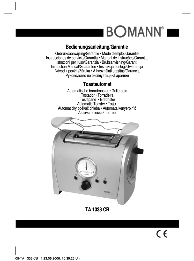 Imagen de la primera página del manual del dispositivo TA 1333 CB