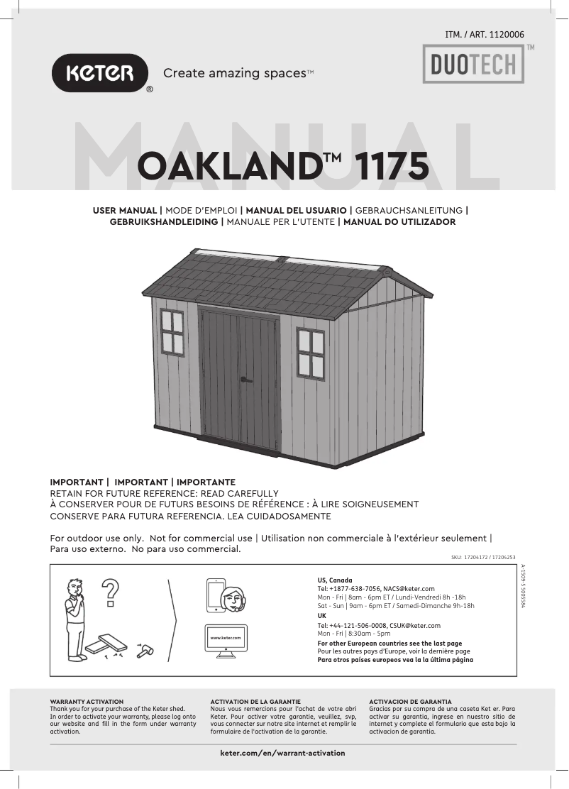 Página 1 del manual Manual de usuario Keter Oakland 175