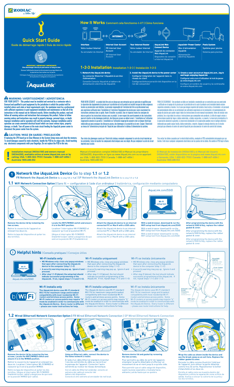 Imagen de la primera página del manual del dispositivo IAquaLink 2.0