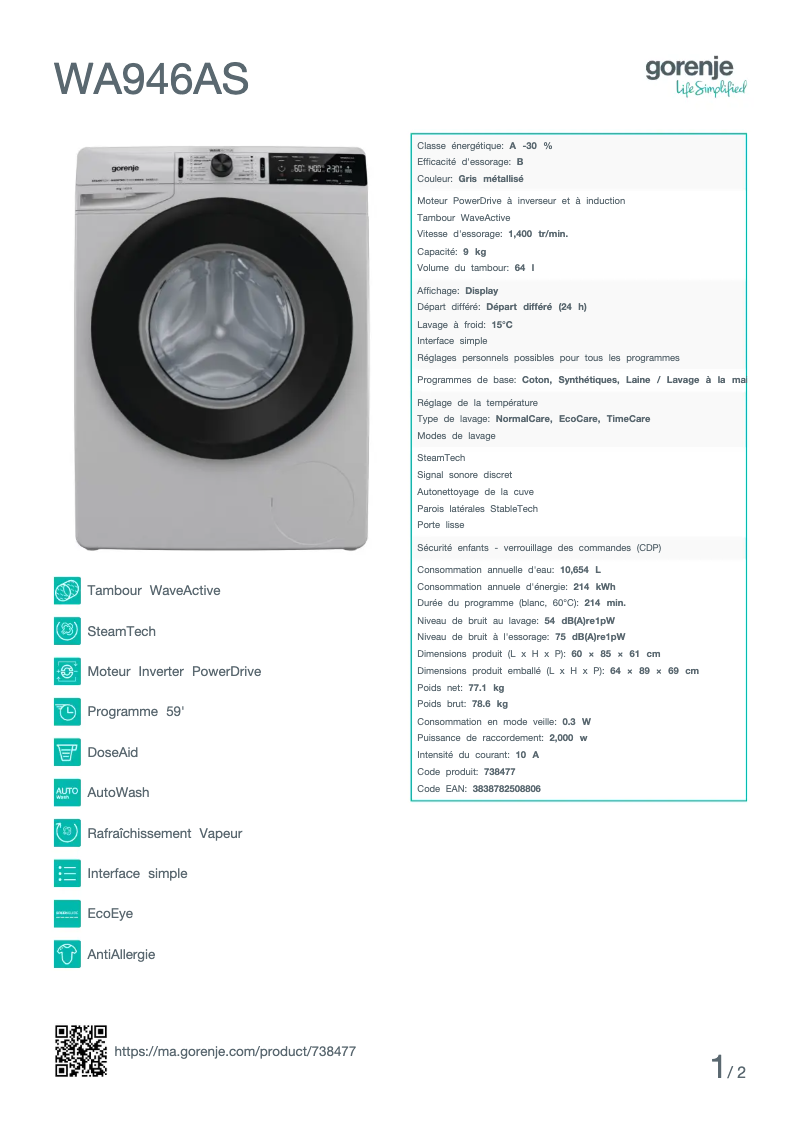 Imagen de la primera página del manual del dispositivo WA946AS