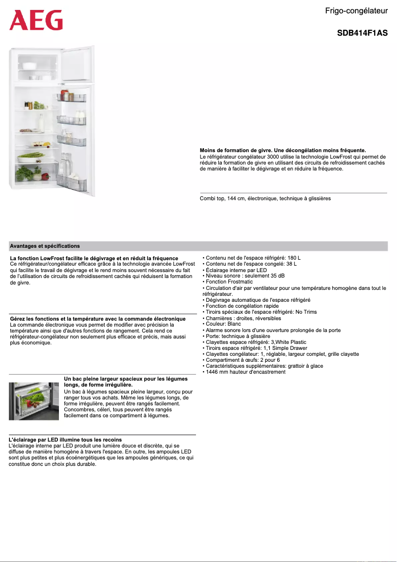 Página nº 1 - Ficha técnica AEG SDB414F1AS