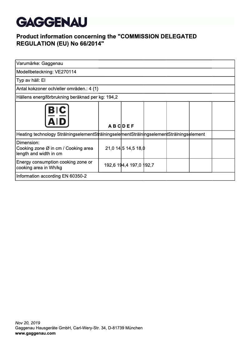 Imagen de la primera página del manual del dispositivo VE270114