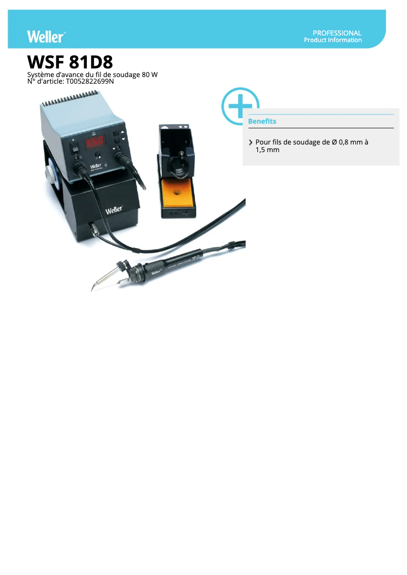 Página 1 del manual Ficha técnica Weller WSF 81 D8