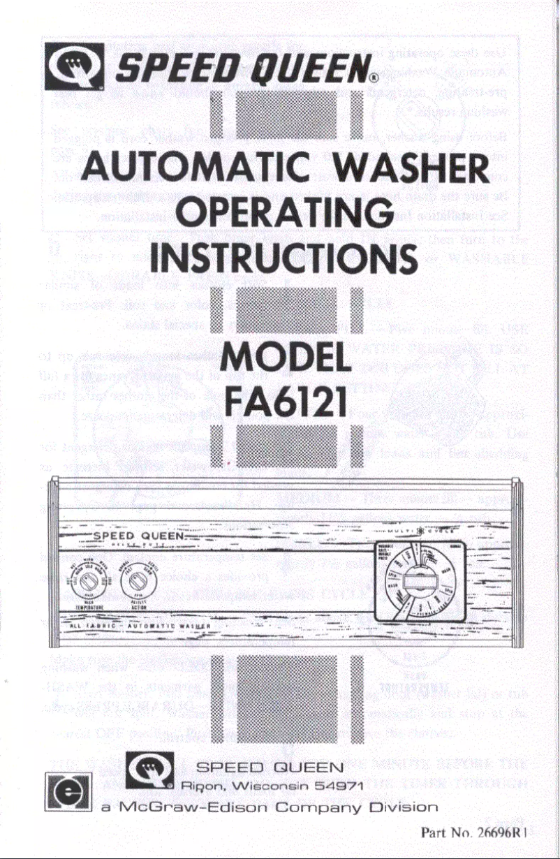 Página 1 del manual Manual de usuario Speed Queen FA6121