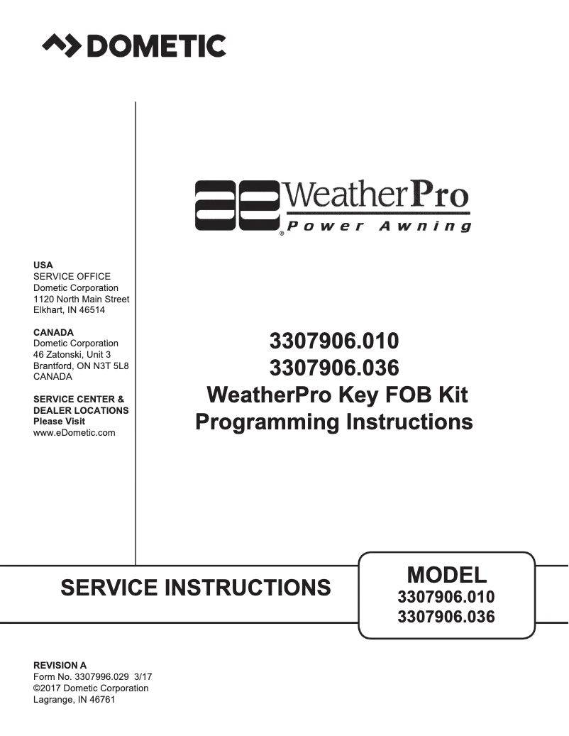 Imagen de la primera página del manual del dispositivo WeatherPro Control Kit