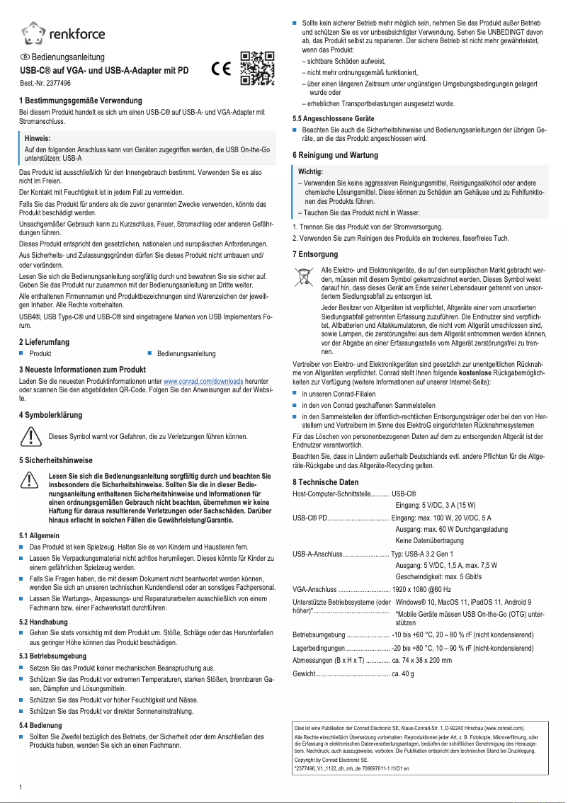 Página 1 del manual Manual de usuario Renkforce RF-HUB-151