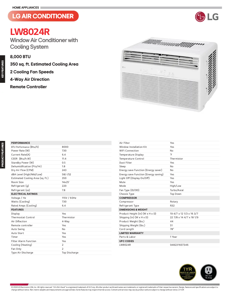 Imagen de la primera página del manual del dispositivo LW8024R