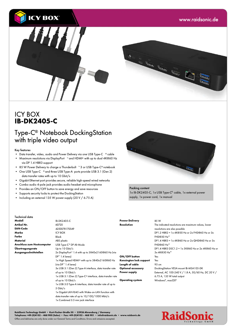 Página 1 del manual Ficha técnica Icy Box IB-DK2405-C