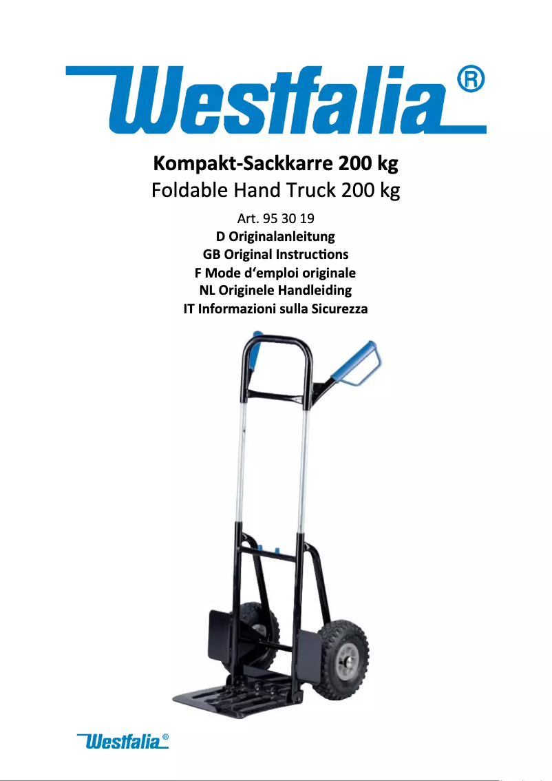 Página nº 1 - Manual de usuario Westfalia 953019