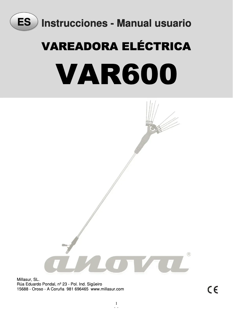 Imagen de la primera página del manual del dispositivo VAR600