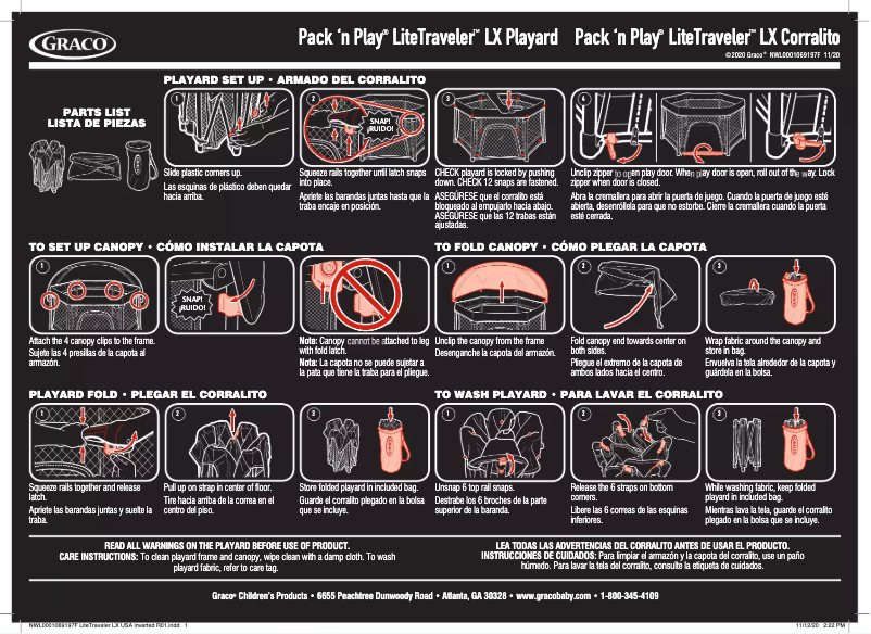 Página nº 1 - Manual de usuario Graco Pack 'n Play LiteTraveler LX