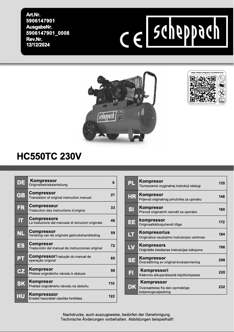 Página 1 del manual Manual de usuario Scheppach HC550TC