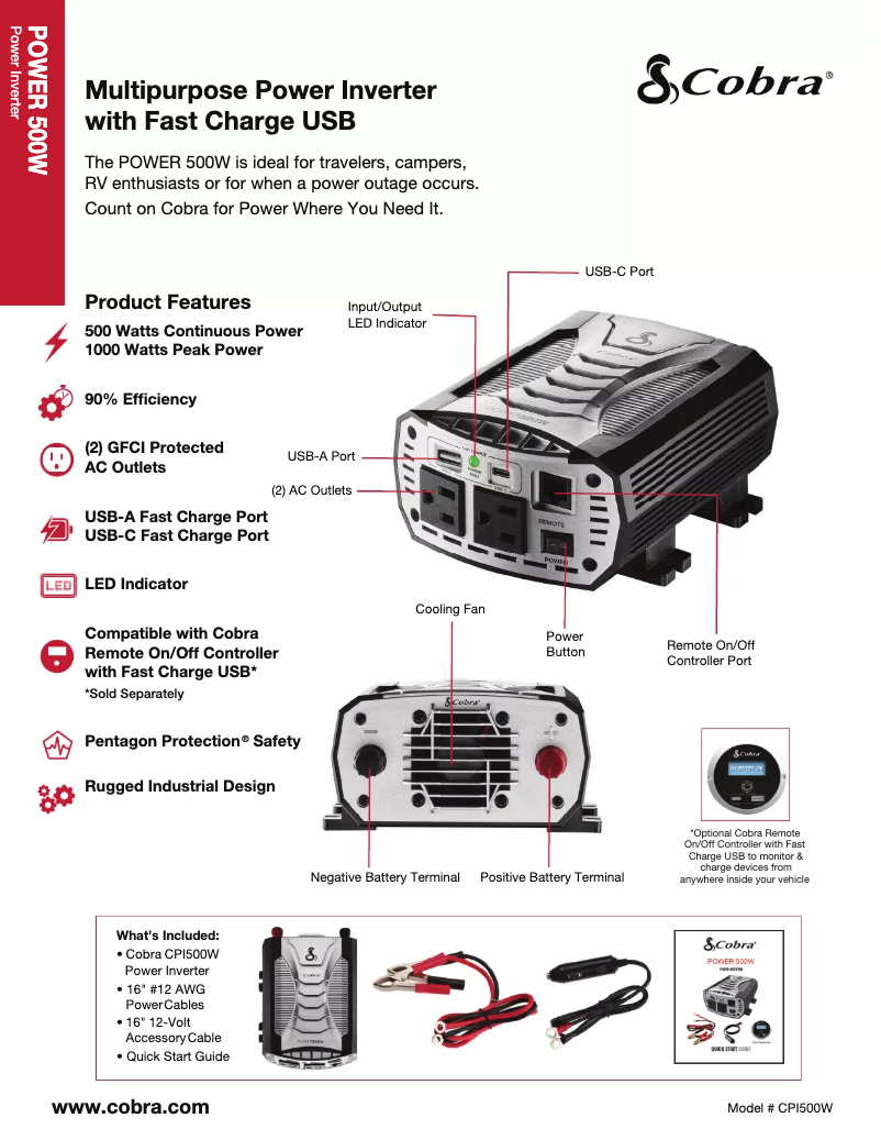 Imagen de la primera página del manual del dispositivo Power 500W
