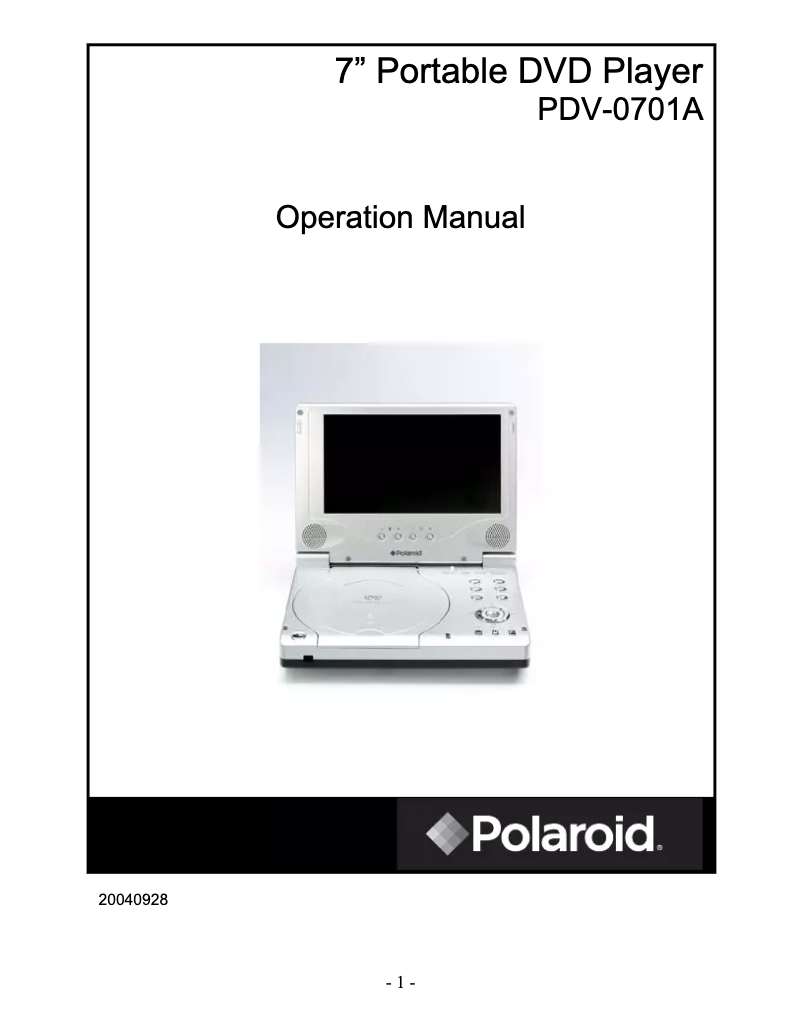 Imagen de la primera página del manual del dispositivo PDV-0701A