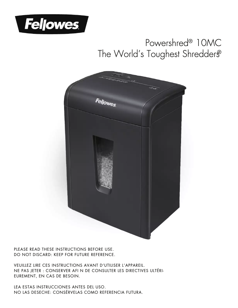 Página 1 del manual Manual de usuario Fellowes MicroShred 10MC