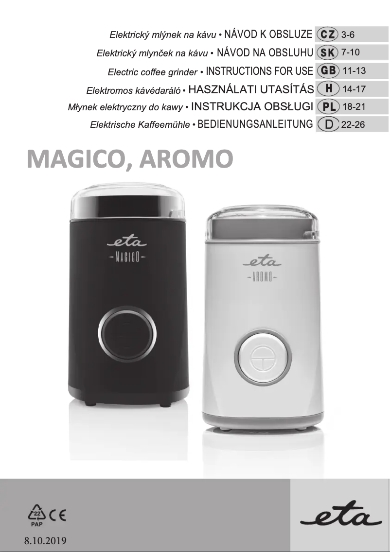 Imagen de la primera página del manual del dispositivo Aromo