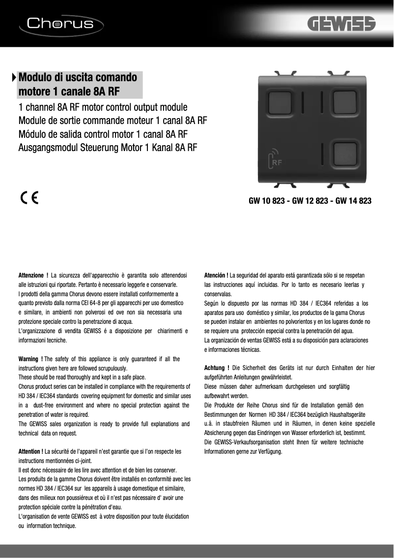 Página 1 del manual Manual de usuario Gewiss GW14823