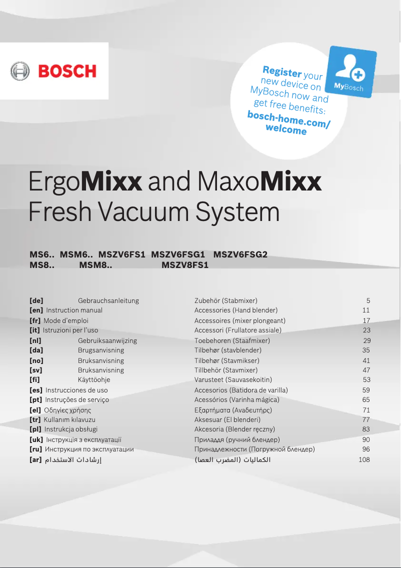 Página nº 1 - Manual de usuario Bosch ErgoMixx MS6CB61V5