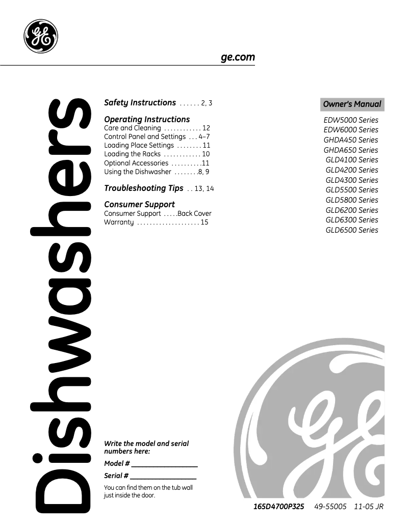 Página 1 del manual Manual de uso y mantenimiento GE GLD4200MWW
