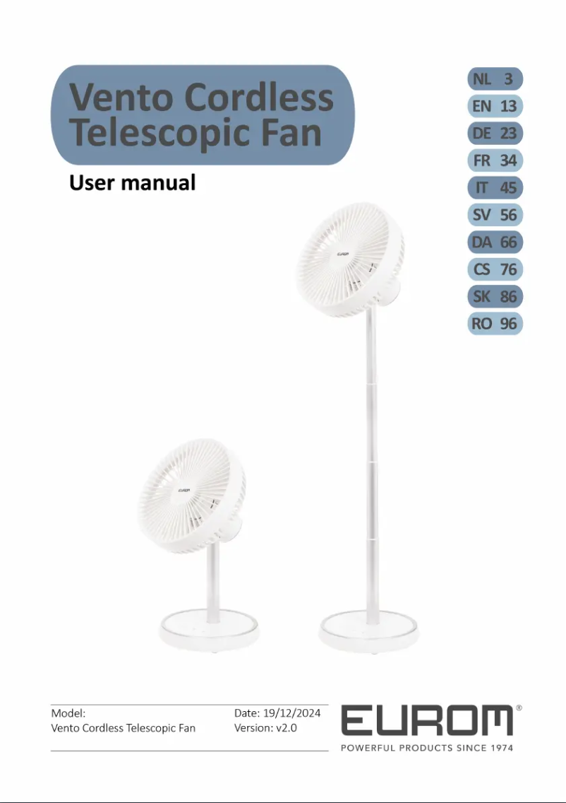 Página nº 1 - Manual de usuario Eurom Vento