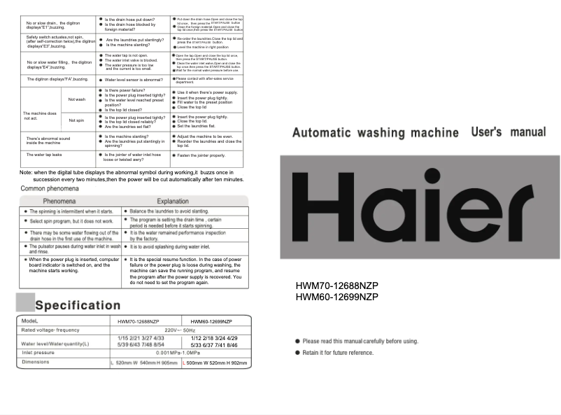 Imagen de la primera página del manual del dispositivo HWM-60-12699