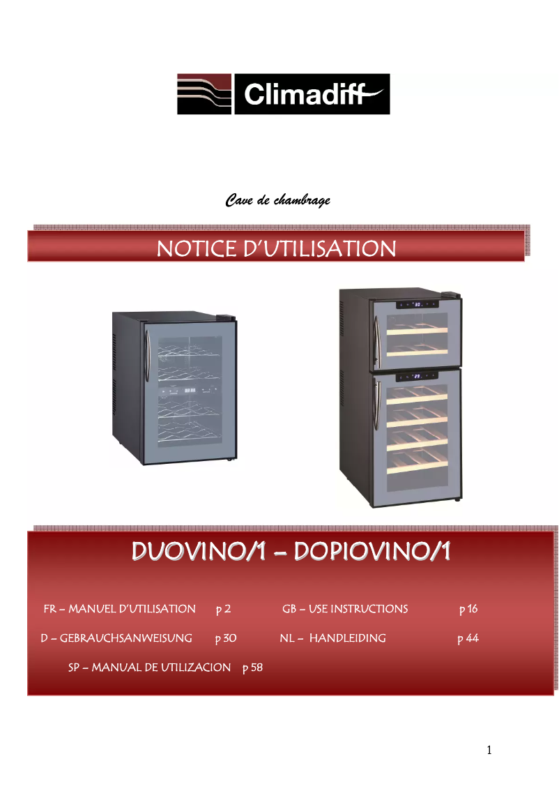Imagen de la primera página del manual del dispositivo Duovino/1
