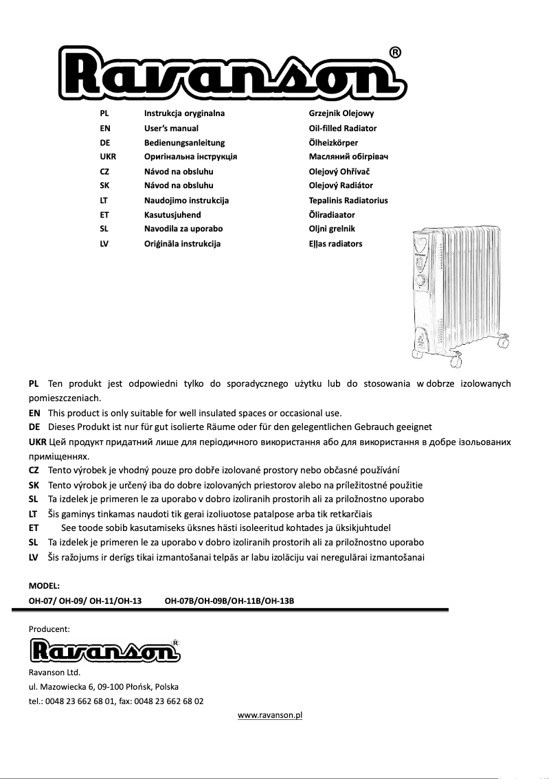 Página 1 del manual Manual de usuario Ravanson OH-07