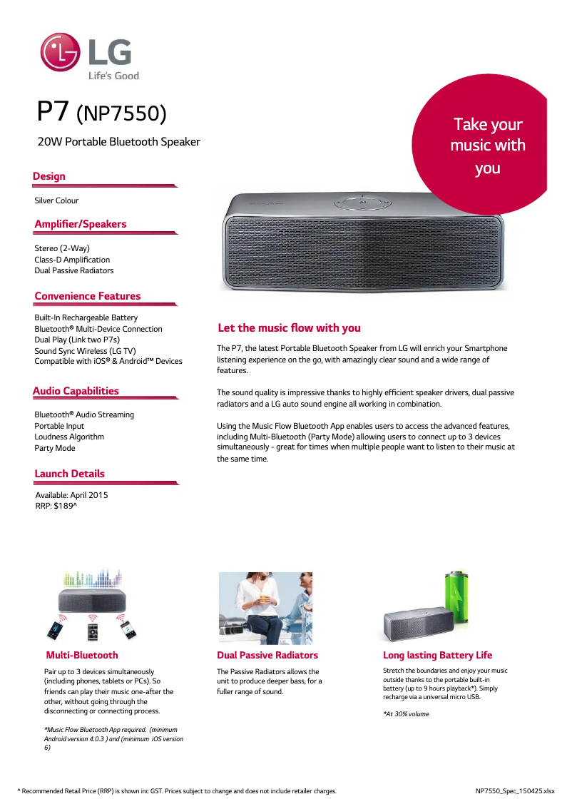 Imagen de la primera página del manual del dispositivo NP7550