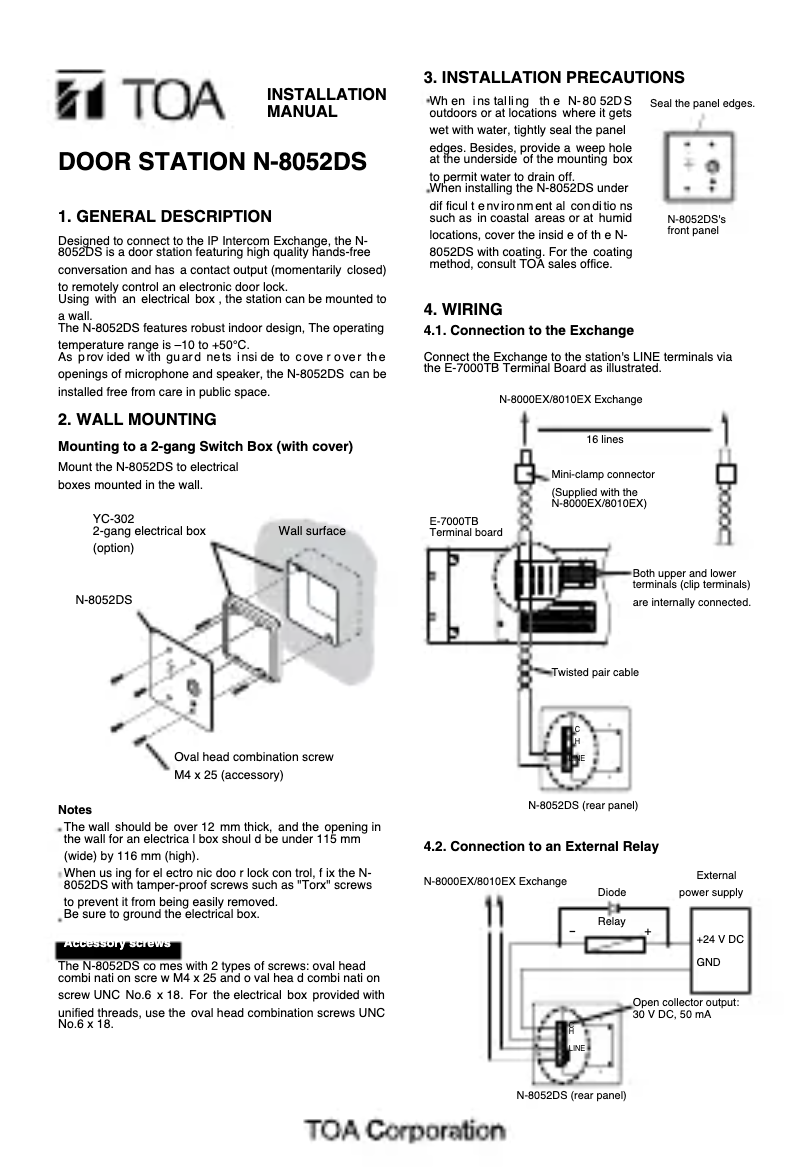 Imagen de la primera página del manual del dispositivo N-8052DS