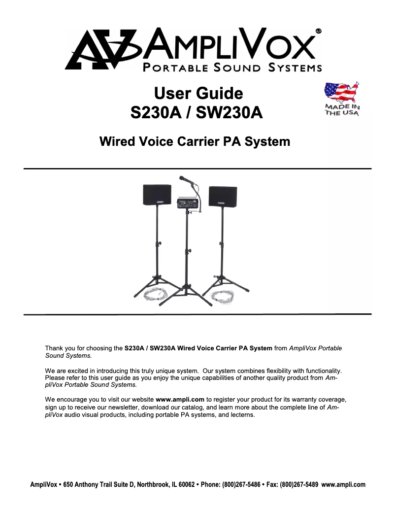 Página 1 del manual Manual de usuario AmpliVox SW230A