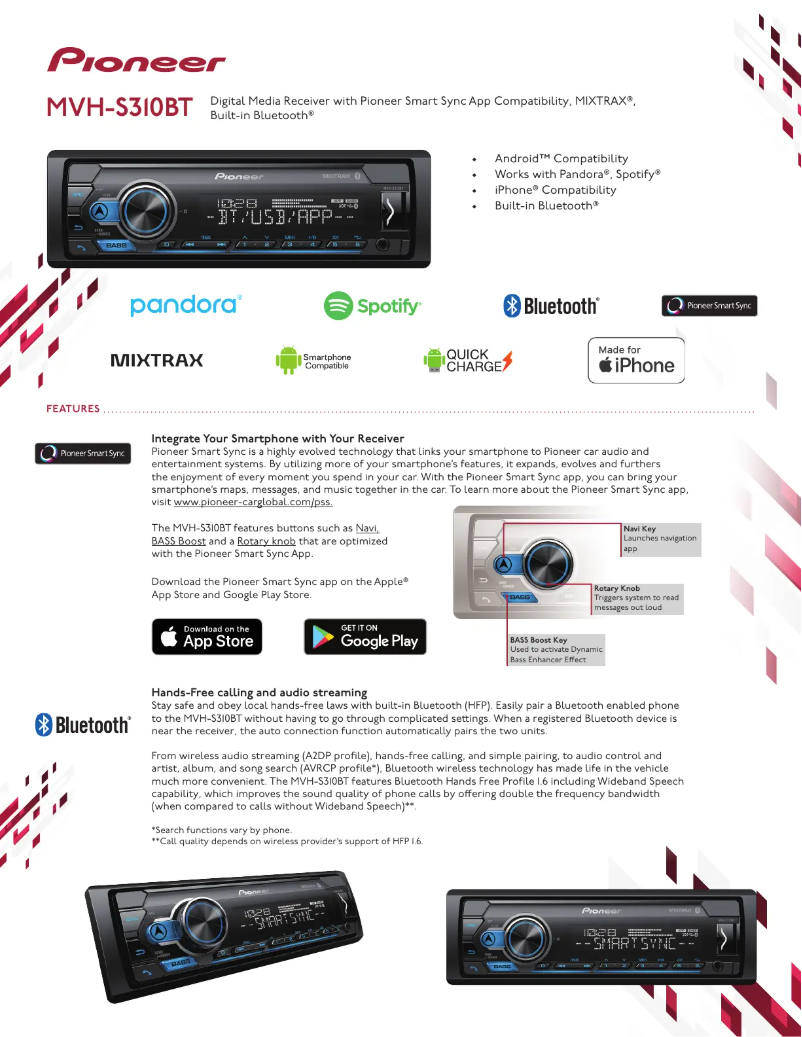 Página 1 del manual Folleto Pioneer MVH-S310BT