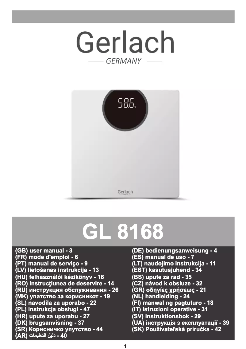 Página 1 del manual Manual de usuario Gerlach GL 8168