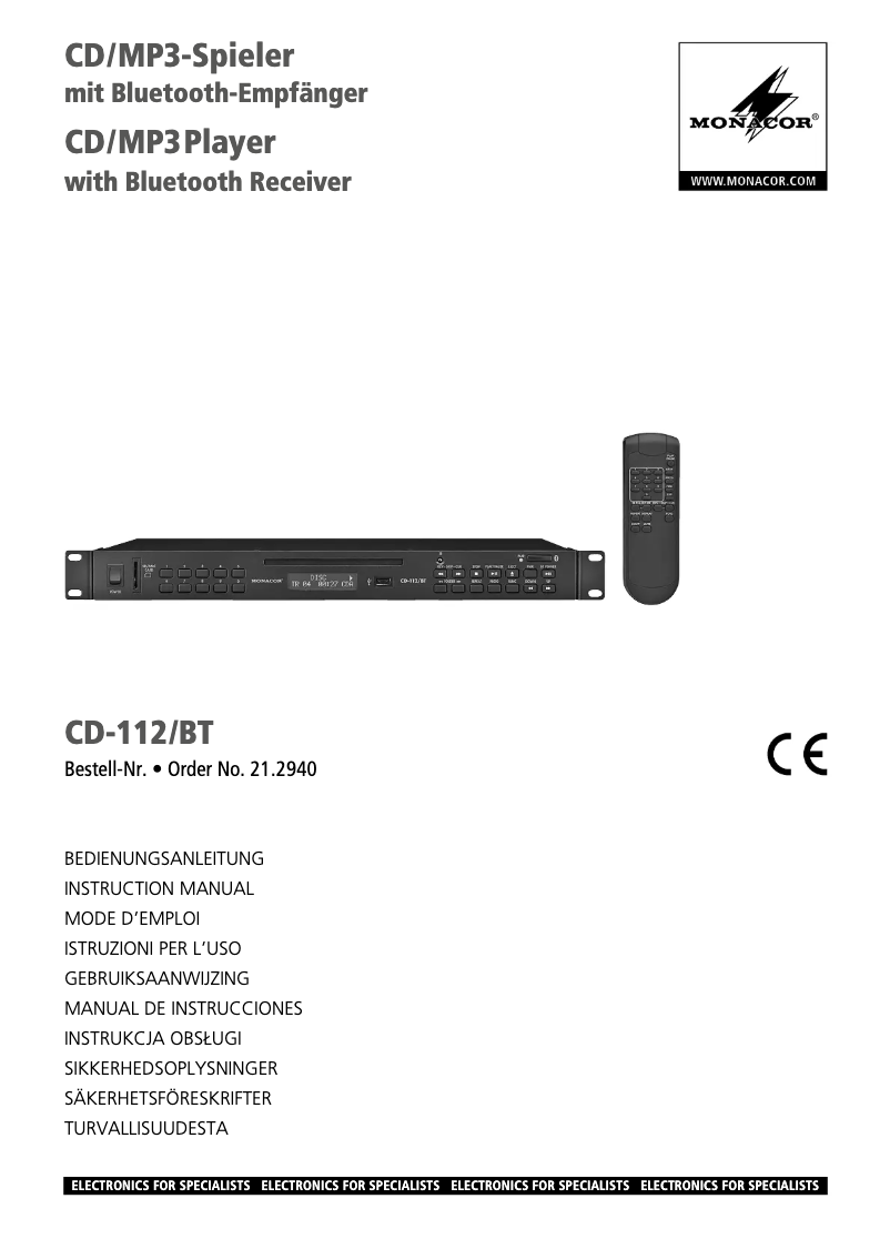 Imagen de la primera página del manual del dispositivo CD-112/BT
